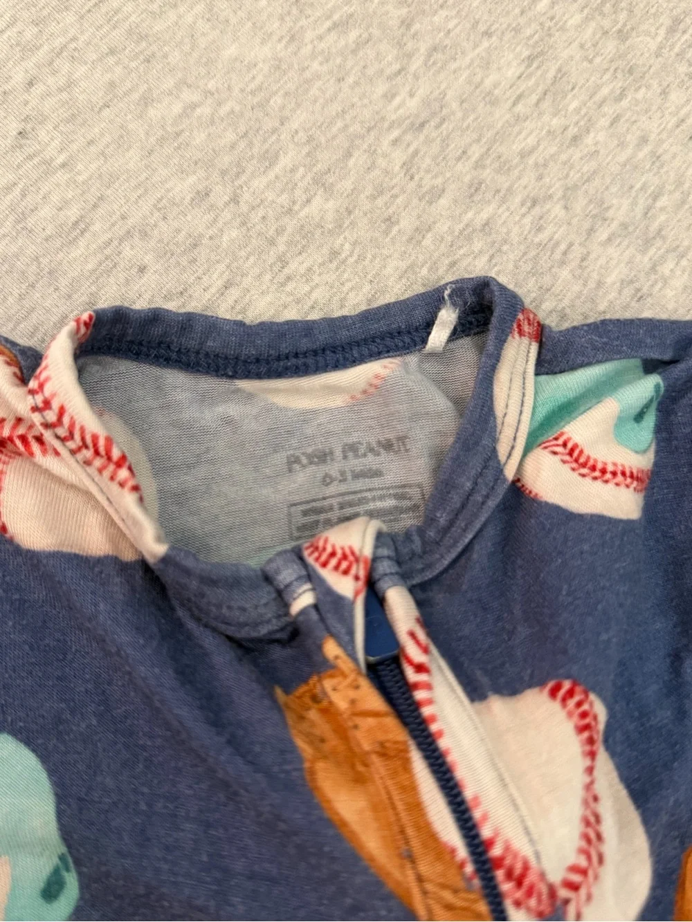 Posh Peanut Navy Baseball, Brown Glove & Mint Cap Footed One-Piece